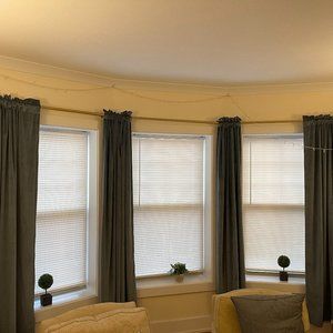 4 Dark Slate Velvet Curtains